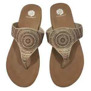 Yellow Box Womens Cadenza Beige Thong Sandals Shoes 8.5 Medium (B,M) 5522